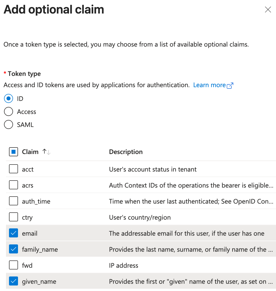 Add optional claims