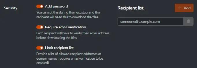 Additional security options
