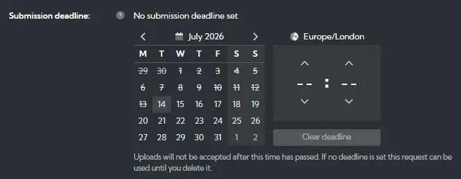 Submission deadline setting