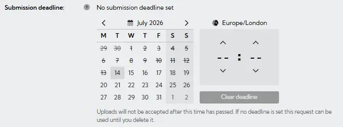 Submission deadline setting